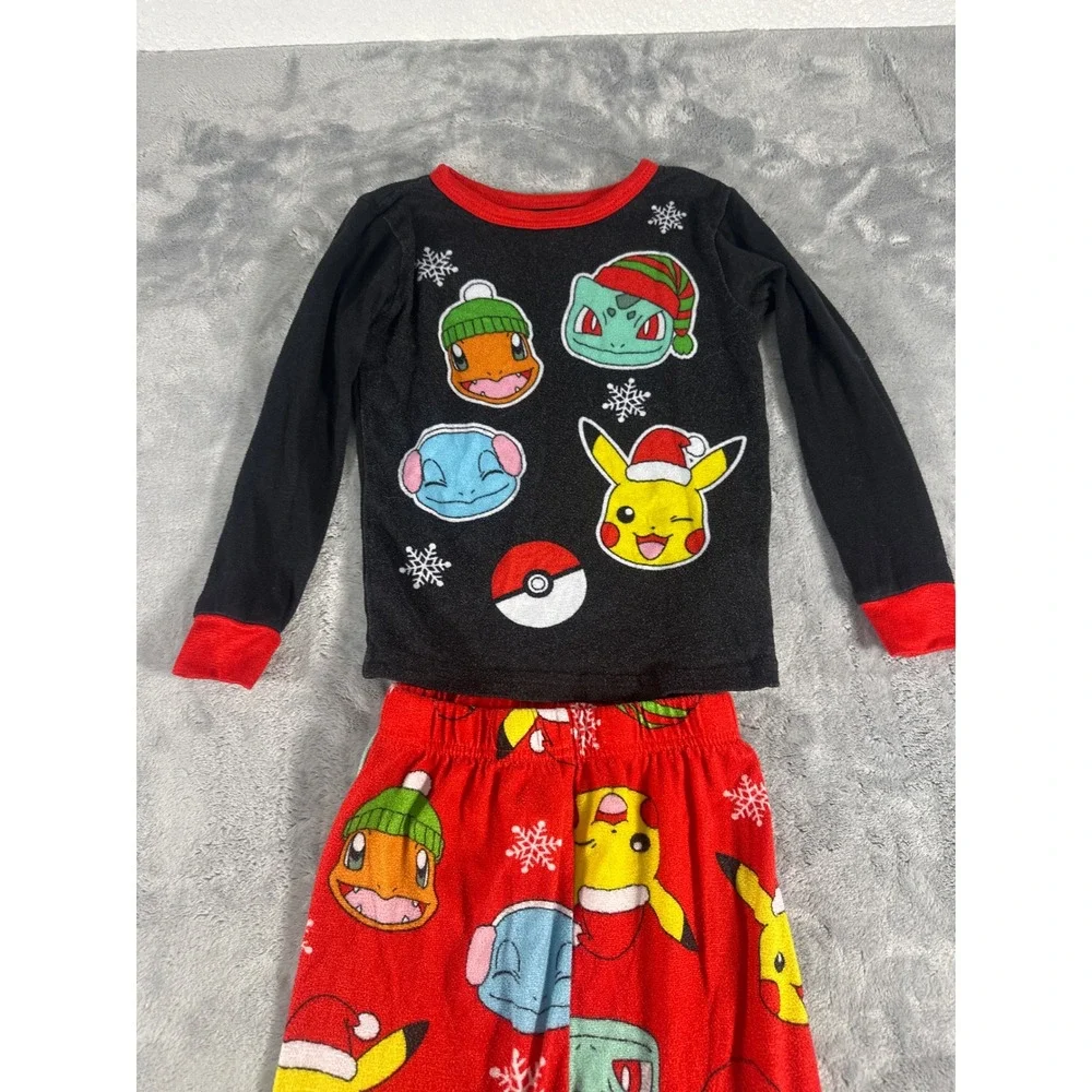 Pokemon Kids Christmas Pajama Set Size 6 Pikachu Bulbasaur Holiday Sleepwear